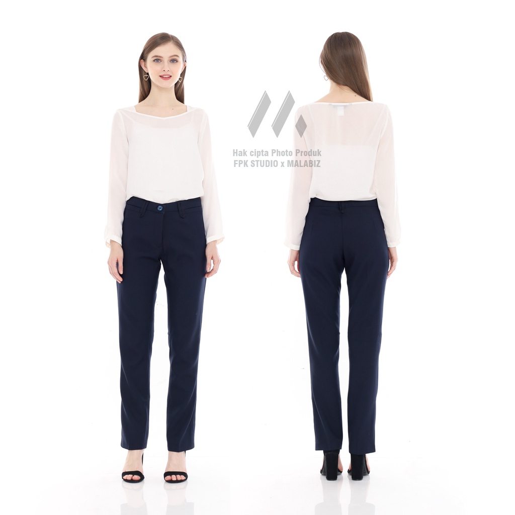 LEON  - Celana Bahan Wanita Semi Cutbray Bahan Tebal dan Melar Celana Basic Wanita Slim fit Celana Kantoran Wanita Celana Formal Wanita Celana Dasar Wanita Bahan Melar Celana Standar Wanita Celana Kain Bahan Melar Malabiz