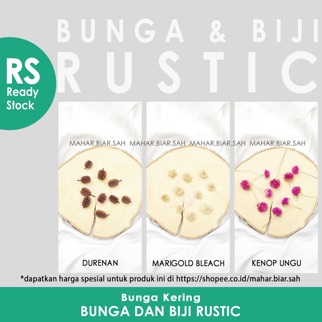 RS 10 Pcs Bunga & Biji Durenan / Cemara Laut / Marigold Bleach / Kenop Ungu / Rustic Mahar / Bunga K