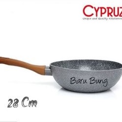 CYPRUZ FRY WOK MARBLE CERAMIC INDUKSI 28CM / WAJAN MARBLE CYPRUZ