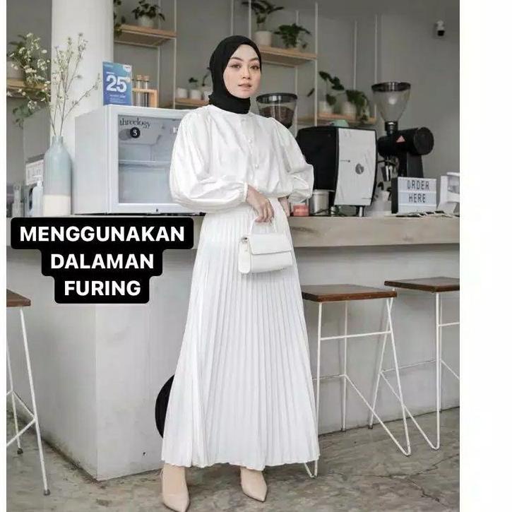 Big Sale.. Rok plisket putih furing premium import