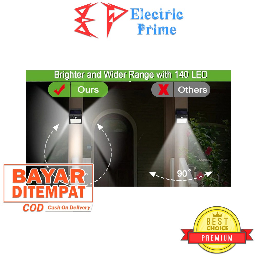 Lampu Outdoor 144 Titik LED Waterproof Tenaga Surya Pencahayaan Luar Ruangan Sensor Gerak