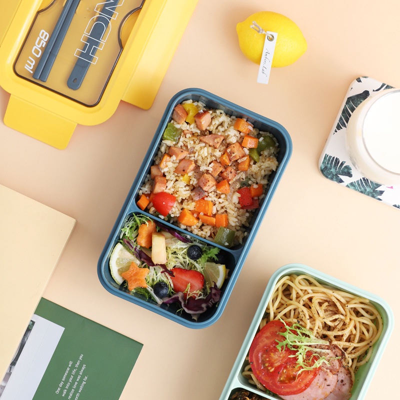 DEOS--Lunch Box Bento / Kotak Makan / Tempat Makan trasparan 850 ML BPA FREE murah