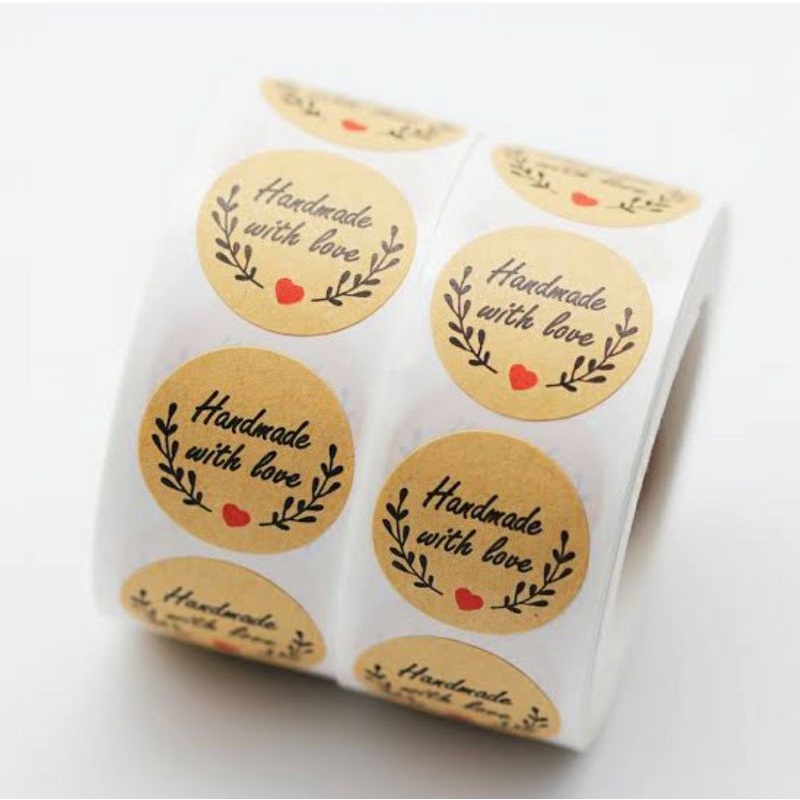 

Label Sticker Handmade With Love Coklat 100 pcs | Label Souvenir | Label Craft | Label Olshop