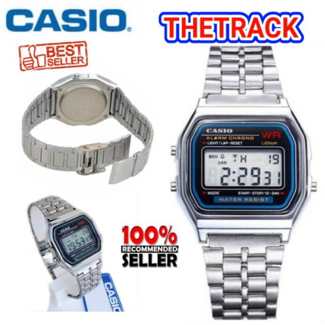 JAM TANGAN CASIO DIGITAL A159W / JAM CASIO TALI RANTAI STAINLESS ST