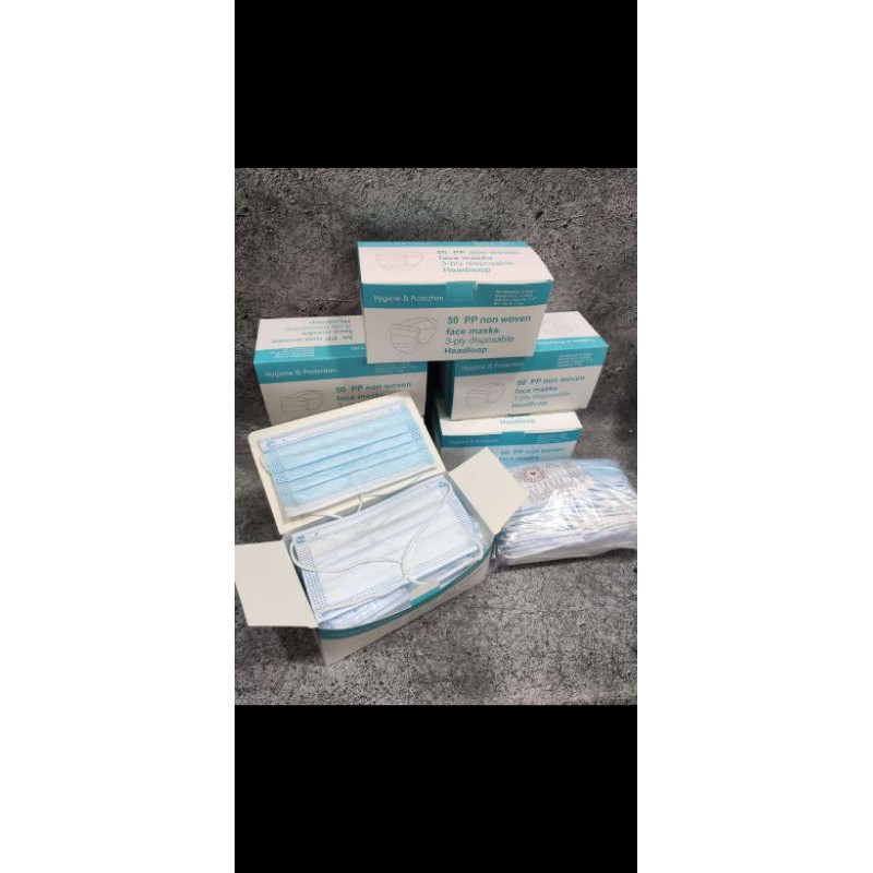 MASKER HIJAB IMPOR HEADLOOP 3-PLY DISPOSABLE 50 PP NON WOVEN
