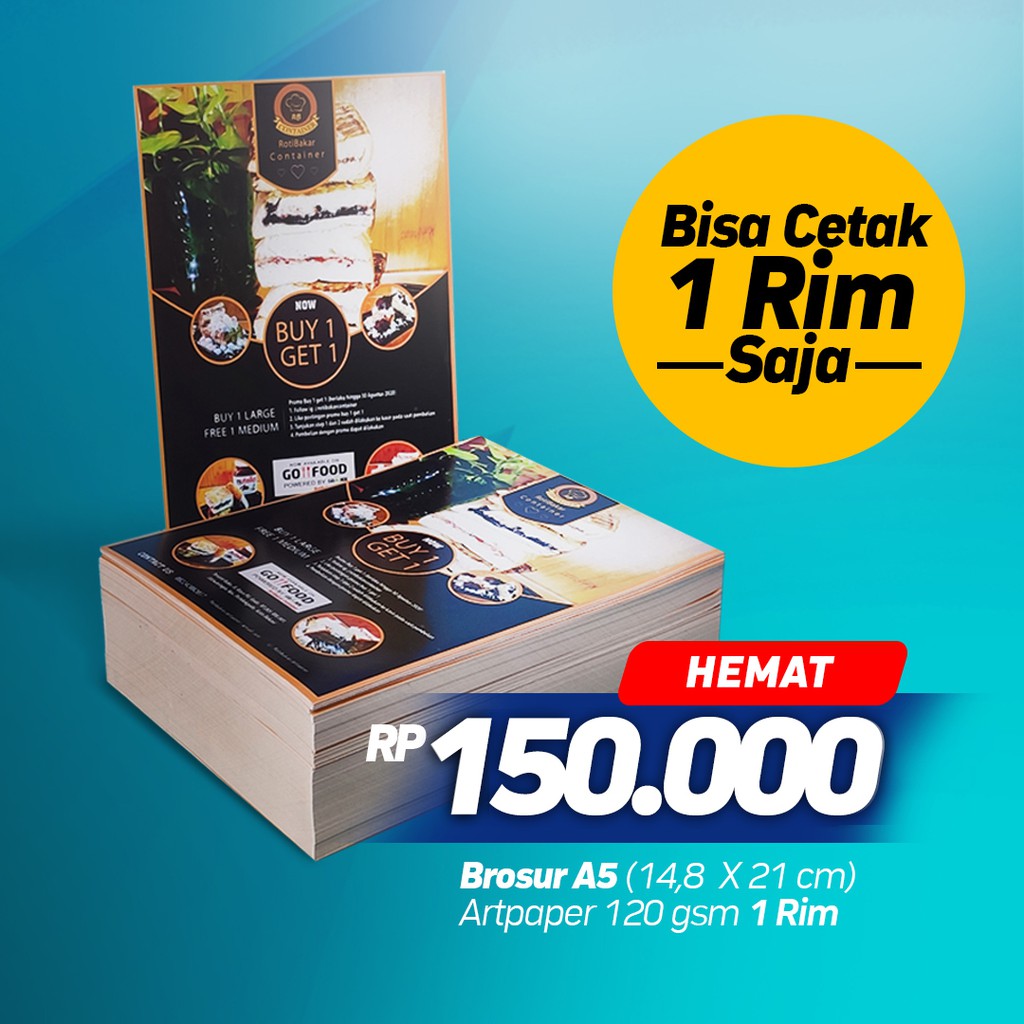 

Cetak Brosur Murah Ukuran A5 Kertas Artpaper 120 gsm