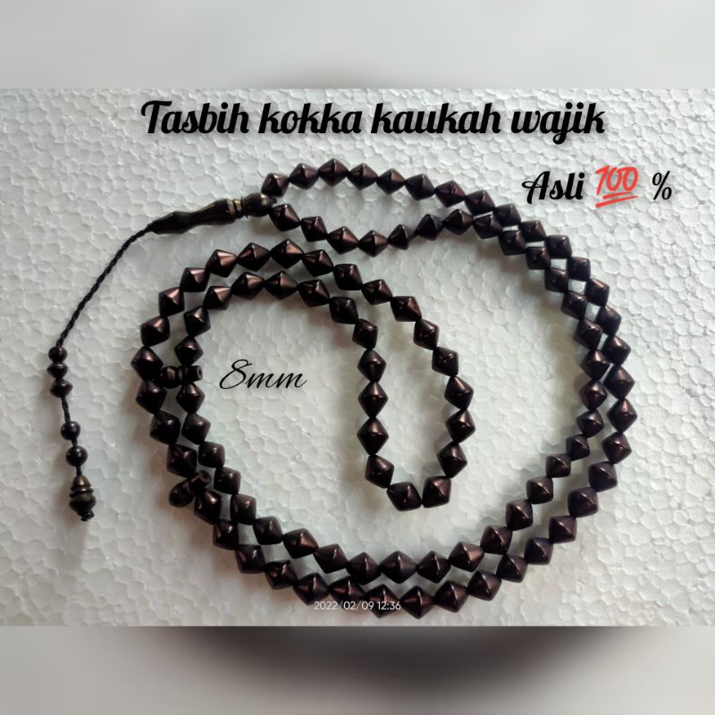 Tasbih kokka kaukah 8mm hitam motif wajik - original