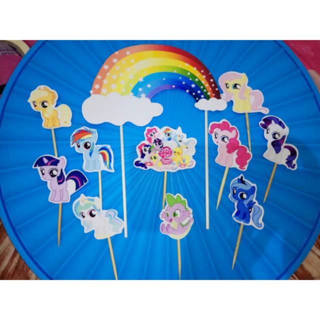 

topper my little pony poni pelangi rainbow banner set hiasan kue