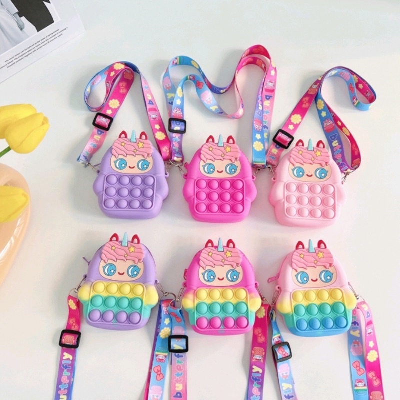 Tas Selempang Anak Perempuan Jelly Pop It Import