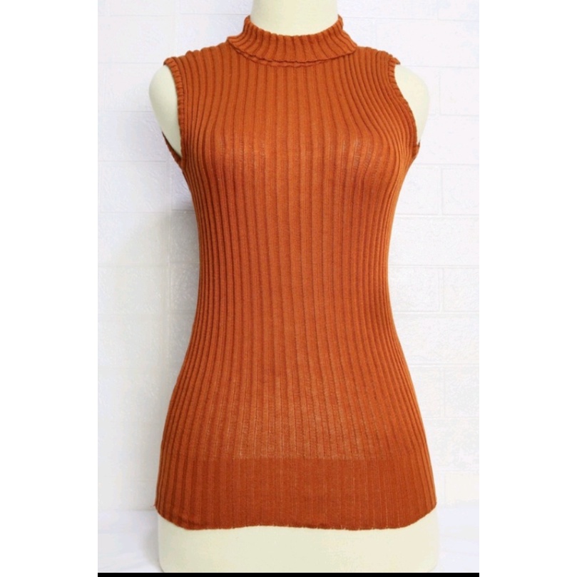 Turtle Neck Tanktop Rajut / Tank top kerah tinggi rajut wanita / Inner Manset