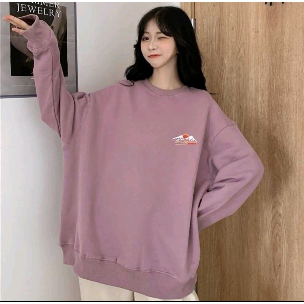 LAZY OVERSIZE SWEATER OBLONG CREWNECK WANITA