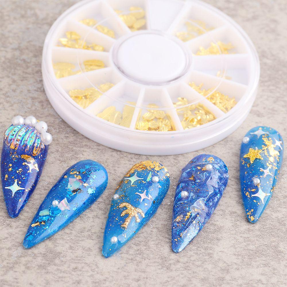 Preva Nails Art Studs In Wheel Hollow Rivet Emas Perak