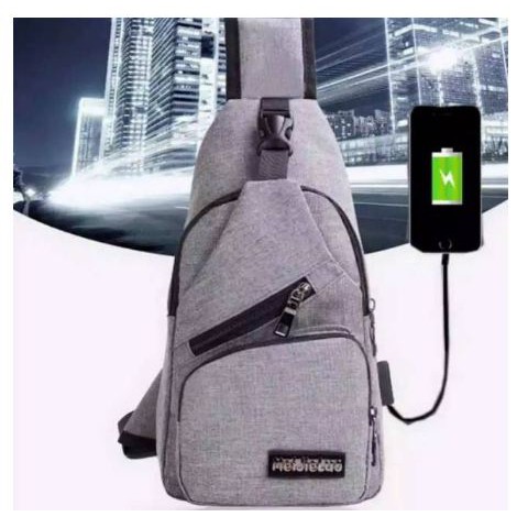 Tas Selempang Pria / Tas Pria Selempang USB Port Charger / Smart Backpack