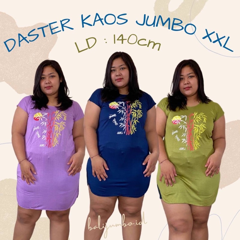 DASTER BALI JUMBO MIDI LD MAKS 140CM DASTER BIG SIZE  BAHAN KAOS JERSEY MELAR ADEM