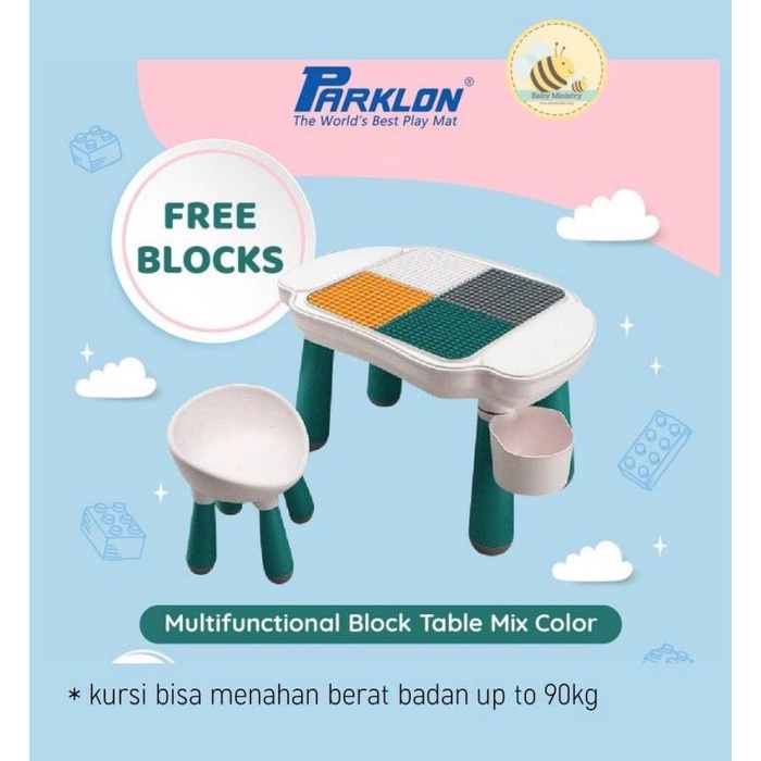 (Free Lego Blocks) PARKLON Multifunctional Blocks Table Oval - Mix Color / Parklon Table / meja lego anak / meja belajar / memancing / meja menggambar / melukis / mainan pasir / free lego / meja makan anak / mainan edukatif