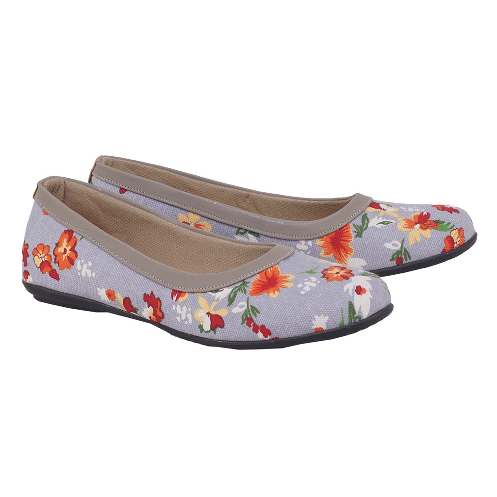 GAO.057 | Sepatu Wanita Flat Shoes Motif Corak Bunga Flower / Sepatu Pesta Casual Cewek Remaja Murah