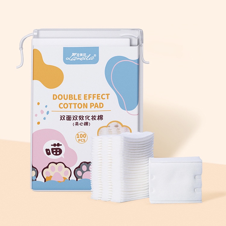 Double Effect Cotton Pad isi 100pcs Kapas Wajah Facial Pad Lameila