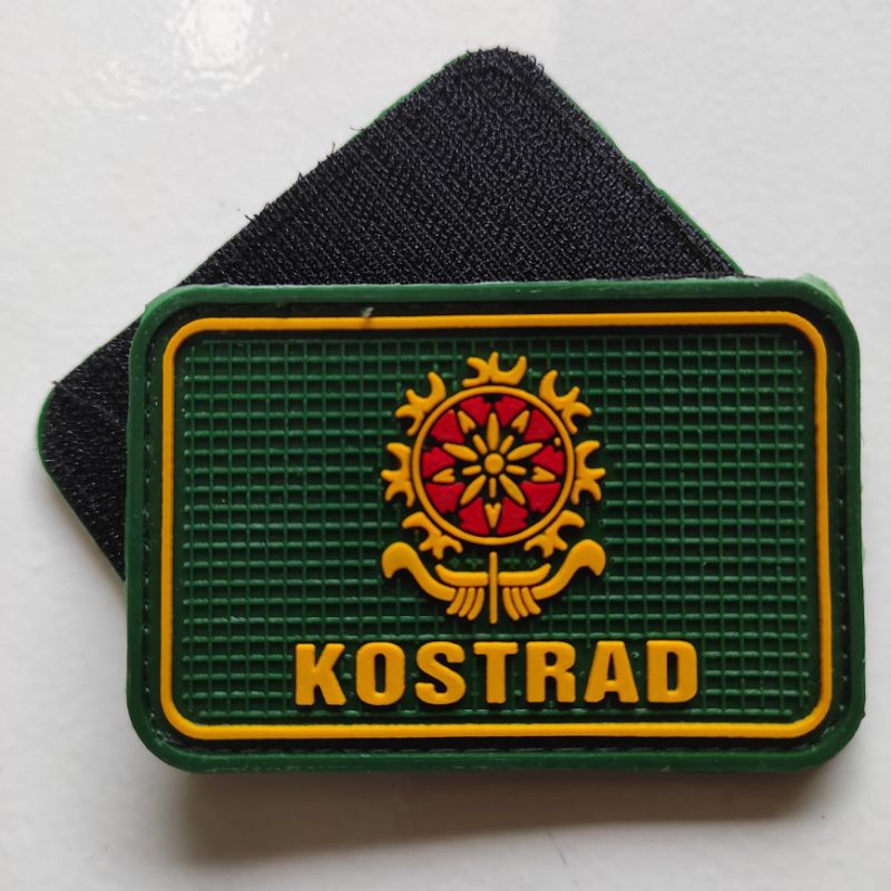 patch rubber logo kostrad kotak dasar hijau/patch rubber tni/tempelan emblem karet velcro