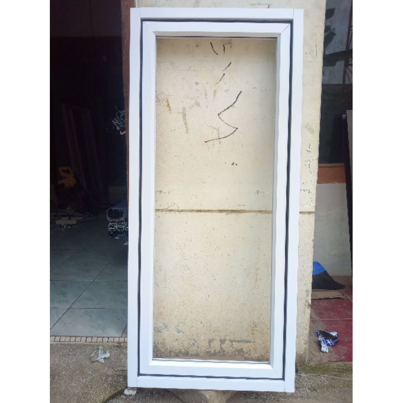 kusen jendela aluminium ukuran 60 x 120 lengkap 1 set include packing kayu