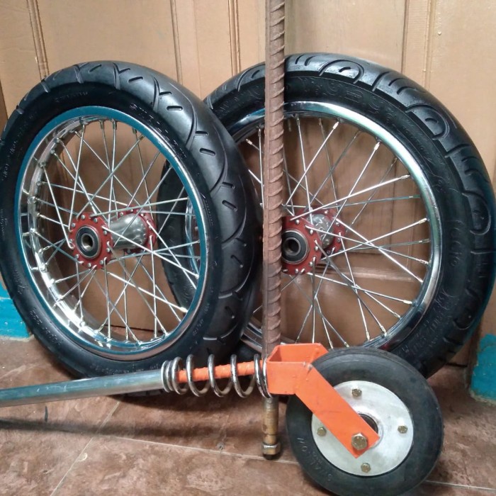 Roda Gerobak Dorong Model Jeruji Ring 14 Satu Set + Roda Gletrek