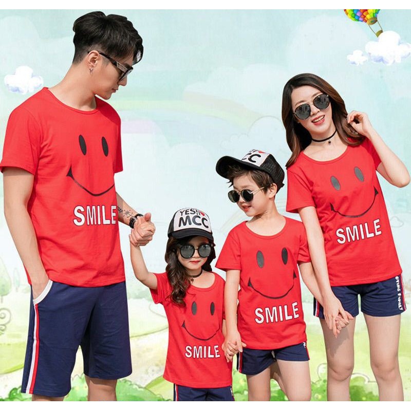 Kaos Couple Keluarga / Baju Couple Keluarga / Family Couple / Baju Family Smile 2 Anak