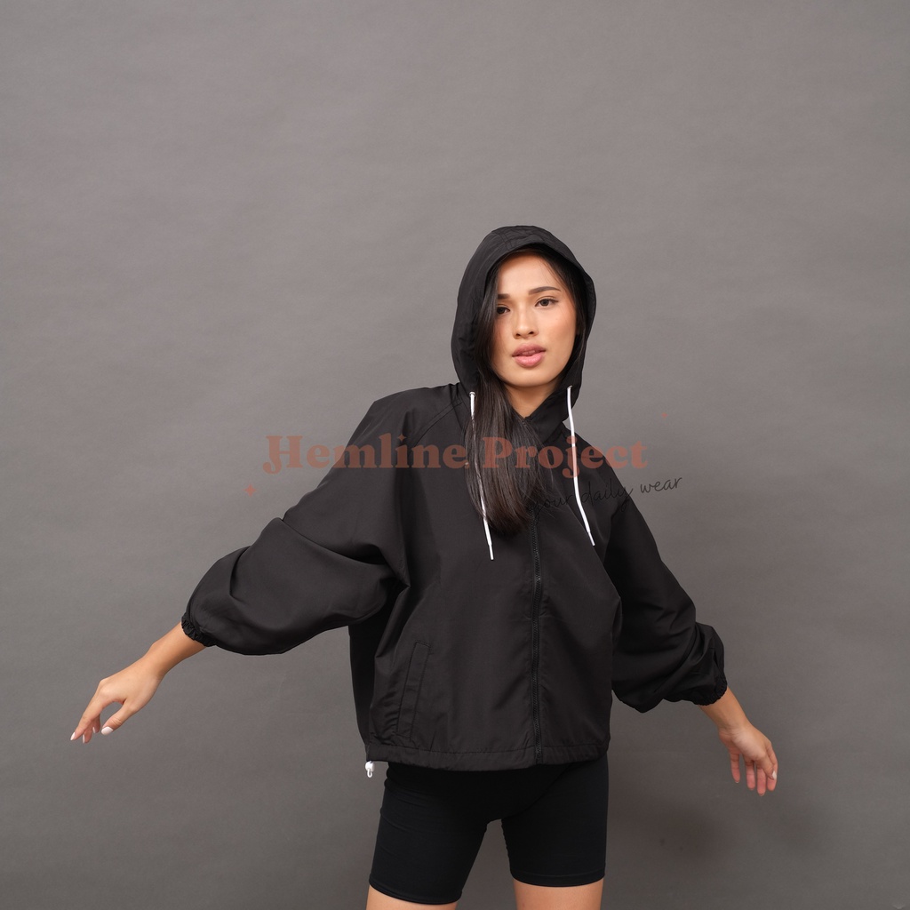 Ganis Oversized Jaket Black - Jaket Parasut Hoodie