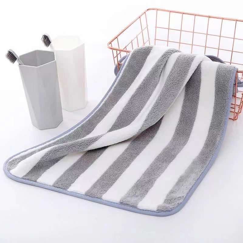 [BAYAR DITEMPAT] Handuk Microfiber Bulu Salur Garis Lembut Super Serap Air Premium SIZE 35 X 75CM