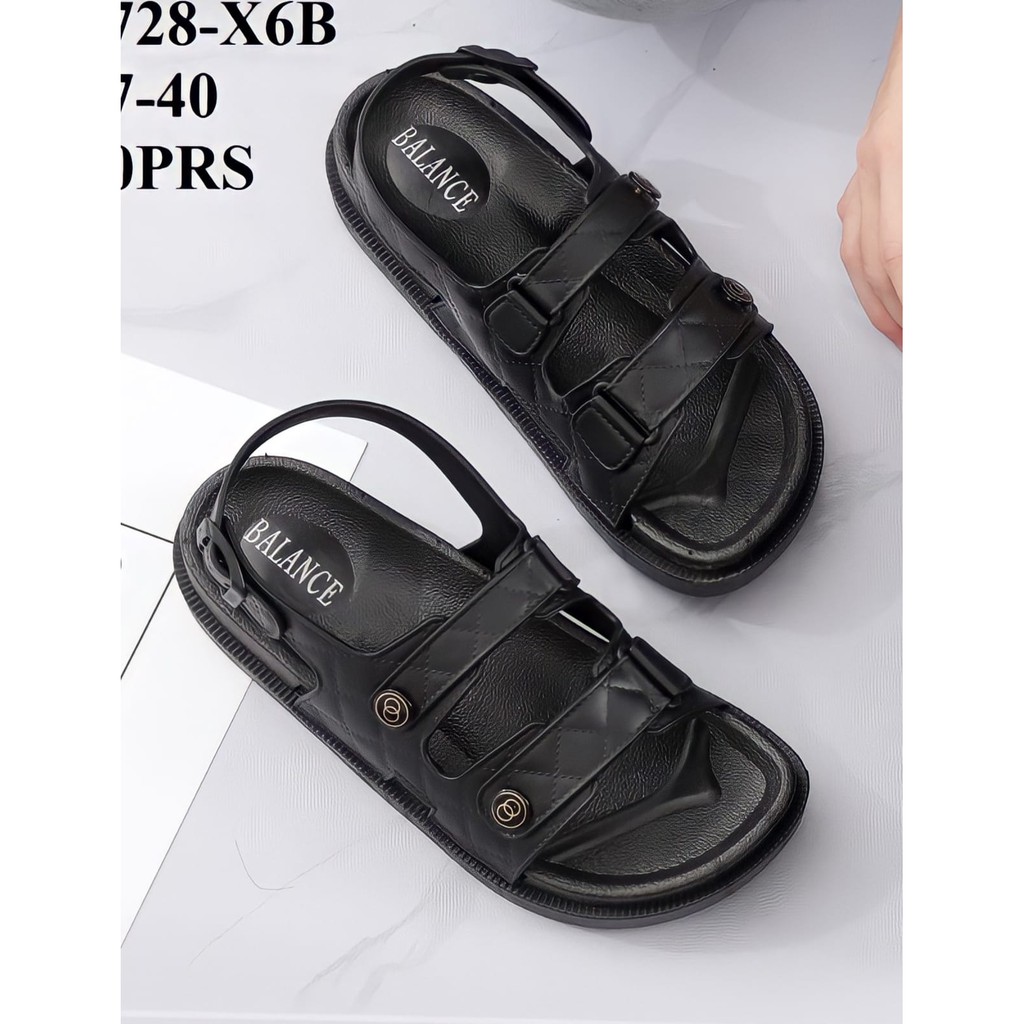 (COD) Sandal Gunung Wanita Tali Dua Hitam Balance 1728-X6B