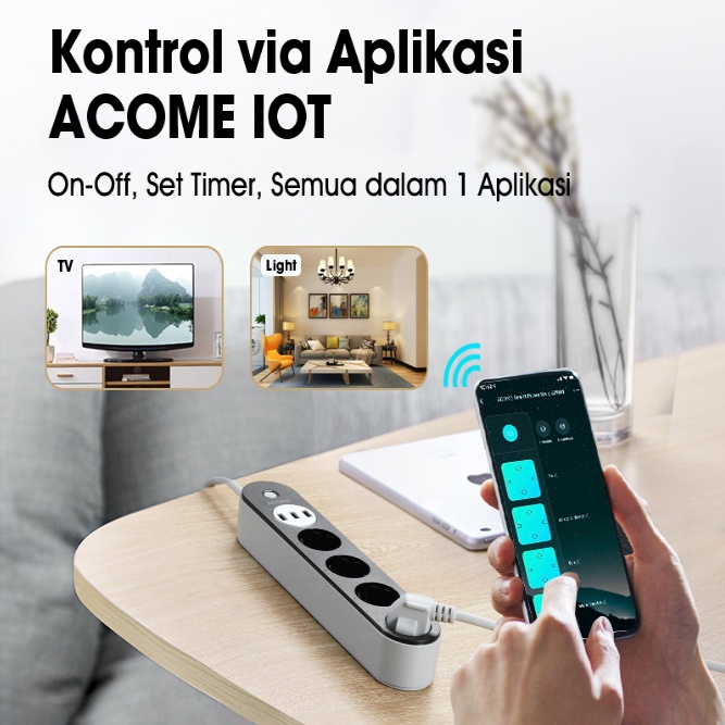 Stop kontak Smart control headphone strip power Acome Aps01 Original