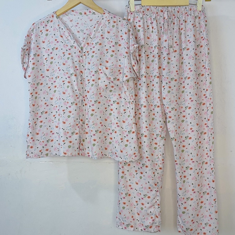 PIYAMA VNECK / PIYAMA KANCING HITS PIYAMA KANCING BUSUI / PIYAMA RAYON / HOMEWEAR-NC 3