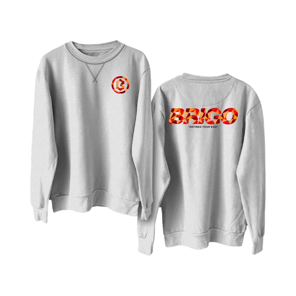 BRIGO Basic Sweatshirt  crystal II Sweater Crewneck BRIGO crystal Sablon DTF Fleece Cotton II SIZE M-XXL (Pria &amp; Wanita) Free stiker&amp;Gantungan Kunci