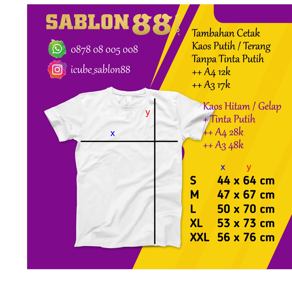 SABLON KAOS SATUAN PRINT DTG KAOS GELAP &quot;LENGAN PANJANG&quot;