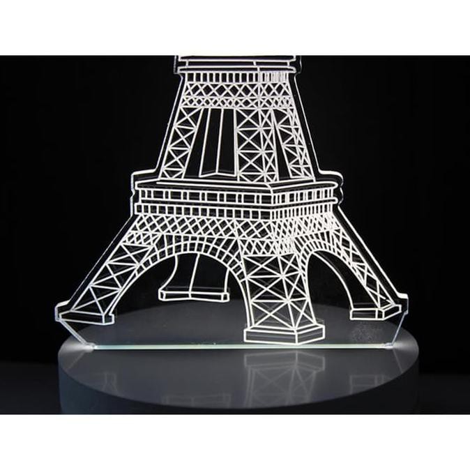 Kualitas Terbaik Lampu Tidur Hias Led 3D Transparan Desain Eiffel Tower / Menara Eiffel - Putih