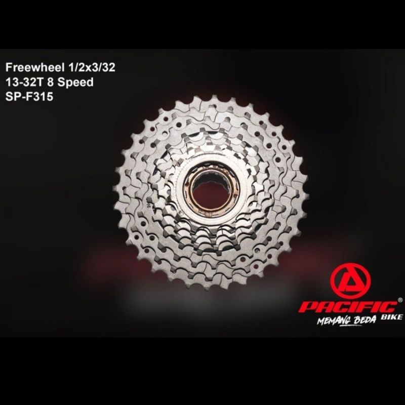 Freewheel Gir Susun Belakang Sepeda 8 Susun Drat Ulir PACIFIC 1/2&quot; x 3/32&quot; x 8 Speed MTB Lipat | High Quality