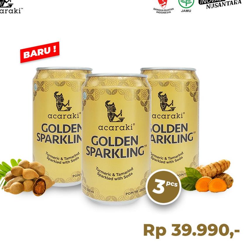 

8F7 Paket Acaraki Golden Sparkling isi 3pcs 320ml - Kunyit Asem with Soda 37 37||