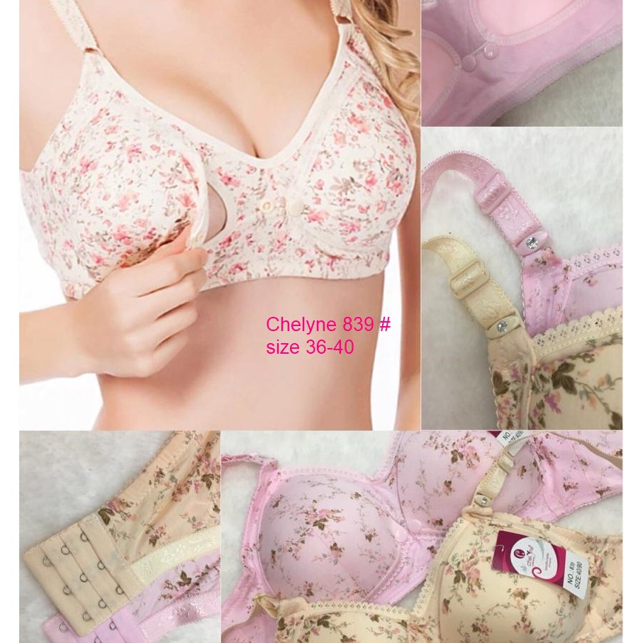 Bra Menyusui / BH Menyusui Nursing Bra Chelyne Flower 923 tanpa kawat / Kutang