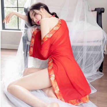 Kimono Bikini Gstring China Vintage Costume Cosplay Bordir Bunga Merah