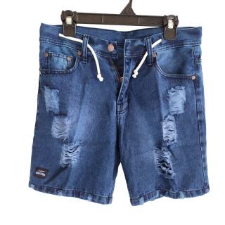  Celana  jeans pendek  pria  cowok ripped sobek robek bunbe 