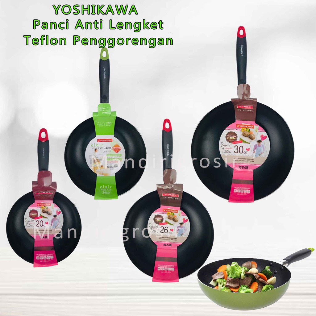 Teflon Penggorengan * YOSHIKAWA Wok Pan * Panci Anti Lengket * Wajan