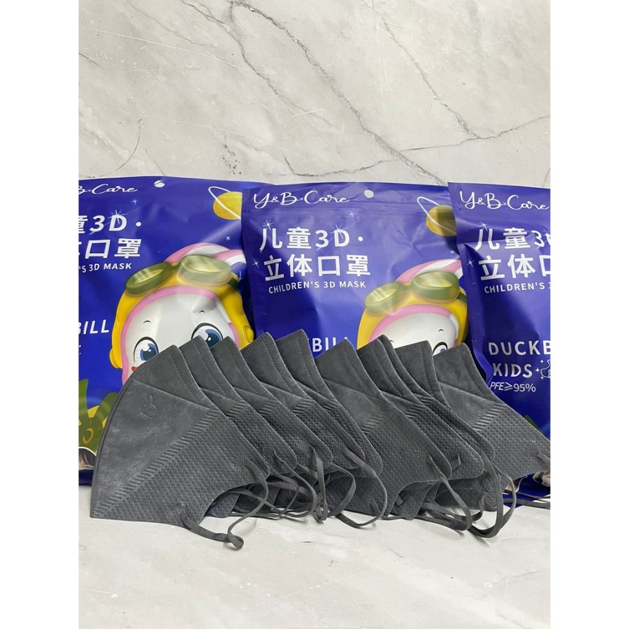 Duckbill Anak  Polos Warna Putih dan Hitam Disposable Mask Usia 4-12 tahun 50 pcs