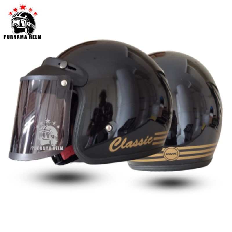 Helm bogo dewasa cewek cowok hitam glossy SNI