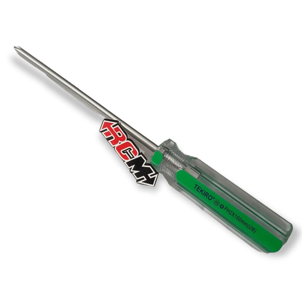 SCREWDRIVER SCREW DRIVER IN LINE GARIS COLOR GREEN HIJAU DREI OBENG GAGANG KRISTAL CRISTAL CRYSTAL PLUS KEMBANG ( + ) PH2 X 100 125 150 200 (6) ORI ORIGINAL TEKIRO ASLI