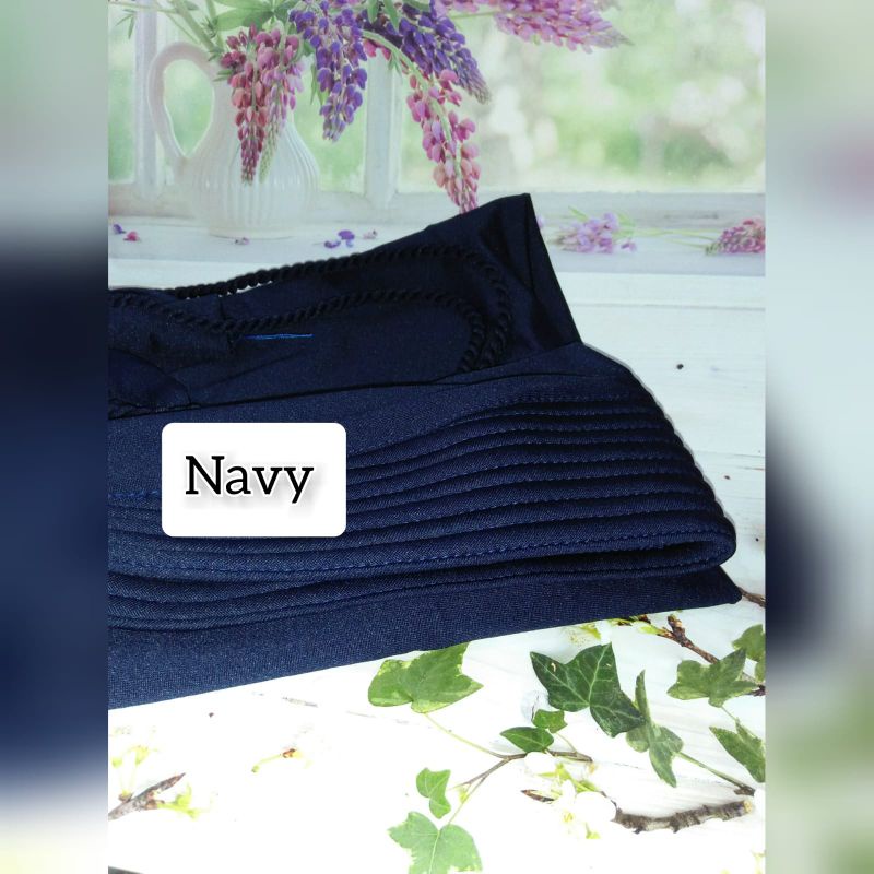 hijab jersey tali tambang/bergo jersey tali kepang/hijab jersey tali kepang/kerudung jersey tambang/hijab tali tambang polos variasi-navy