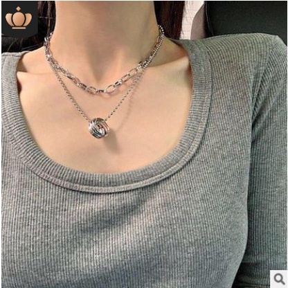 Korea ins gaya multi-lapisan cincin elegan kalung gaya dingin seksi klavikula rantai rantai leher hi