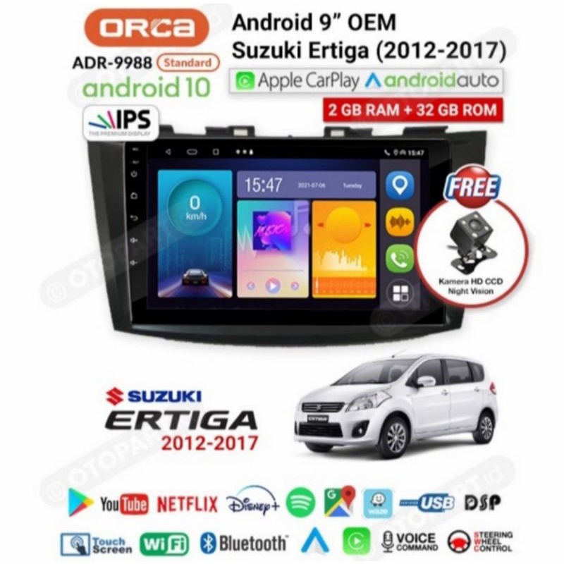 HEAD UNIT ANDROID OEM ERTIGA DDIN ERTIGA ORCA ADR 9988 9 Inch