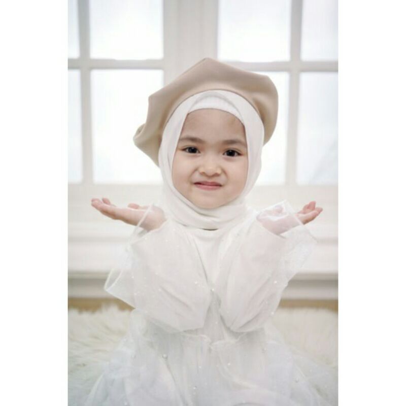 Topi Baret Anak / Topi Hijab Viral /Hijabers Kecil