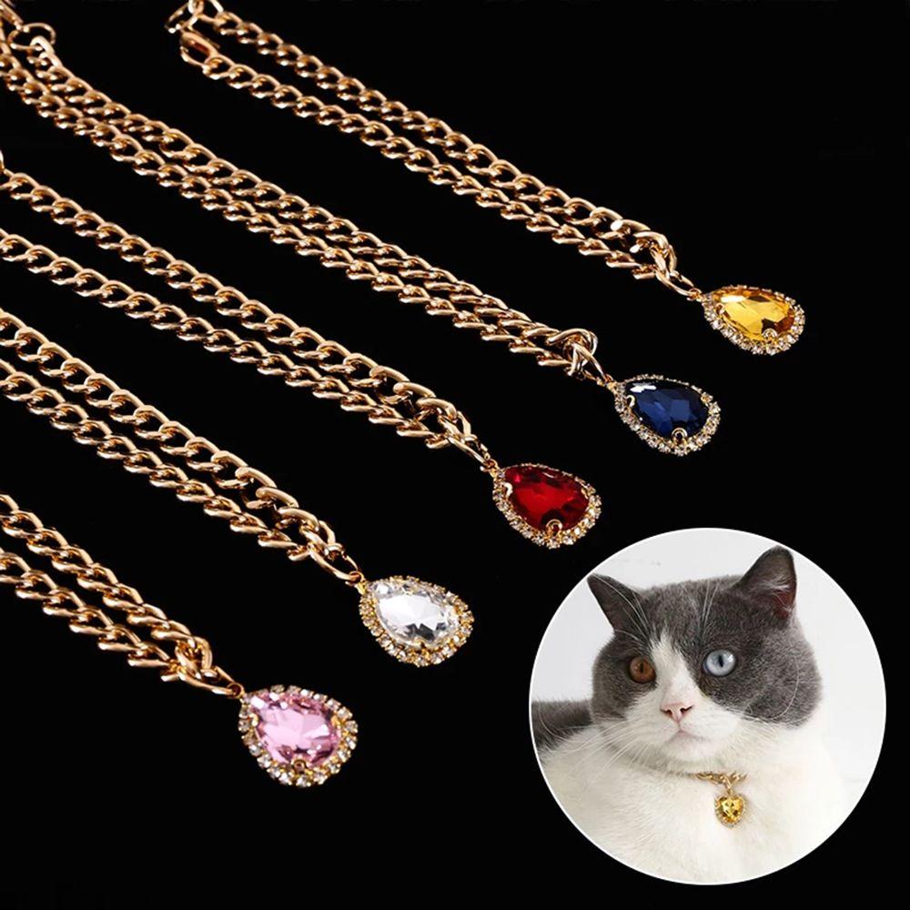 REBUY Rebuy Kalung Lucu Bentuk Tetesan Air Aksesoris Kucing Dan Anjing Universal Untuk Peliharaan Liontin Permata Tetesan Air