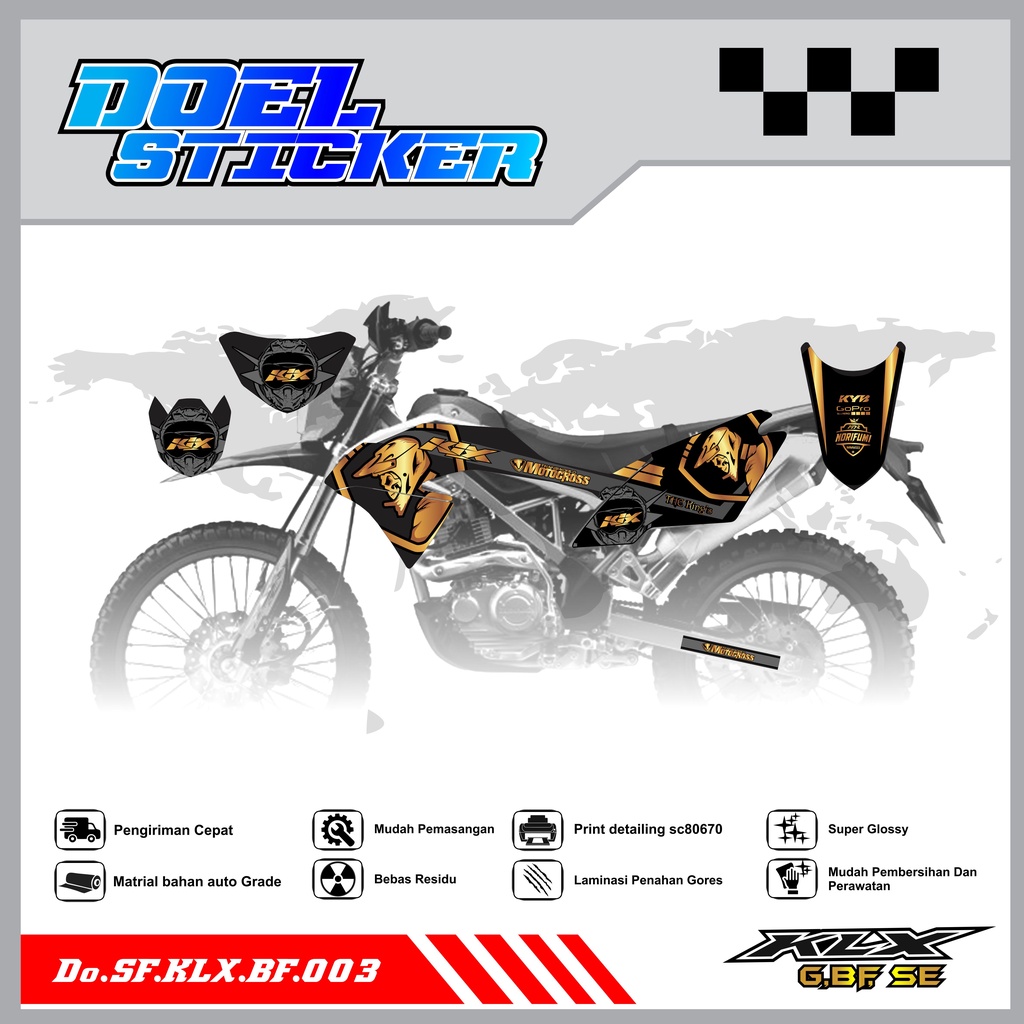 Sticker Striping Honda KLX 150 G , BF , SE Lama List Variasi Hologram , Crome Doel 003