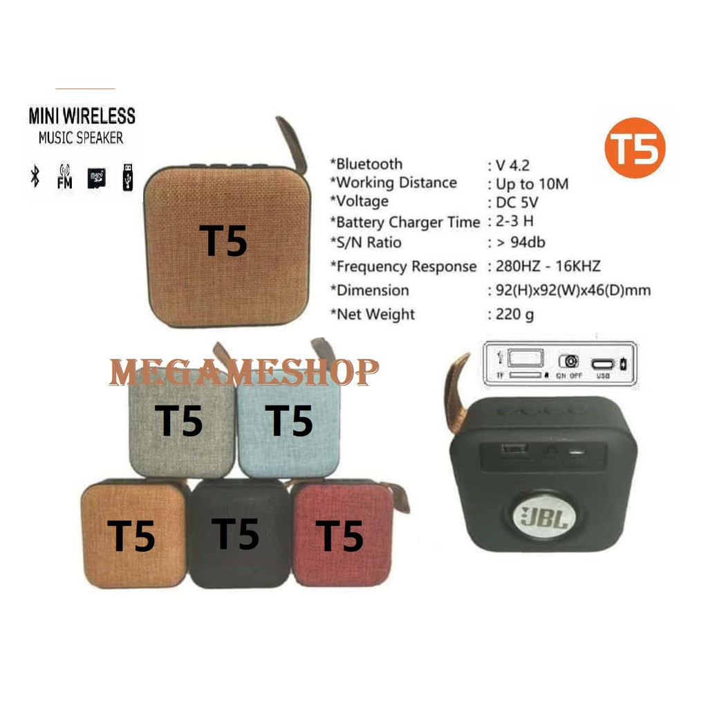 Speaker Lucu Mini T5 Bluetooth Subwofer Warna Random Super Bass Speaker Bluetooth Mini T5_MGM27