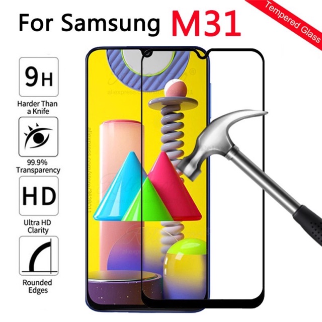 Samsung M31 Tempered Glass 9D Full Lem Full Body Anti Gores Hp